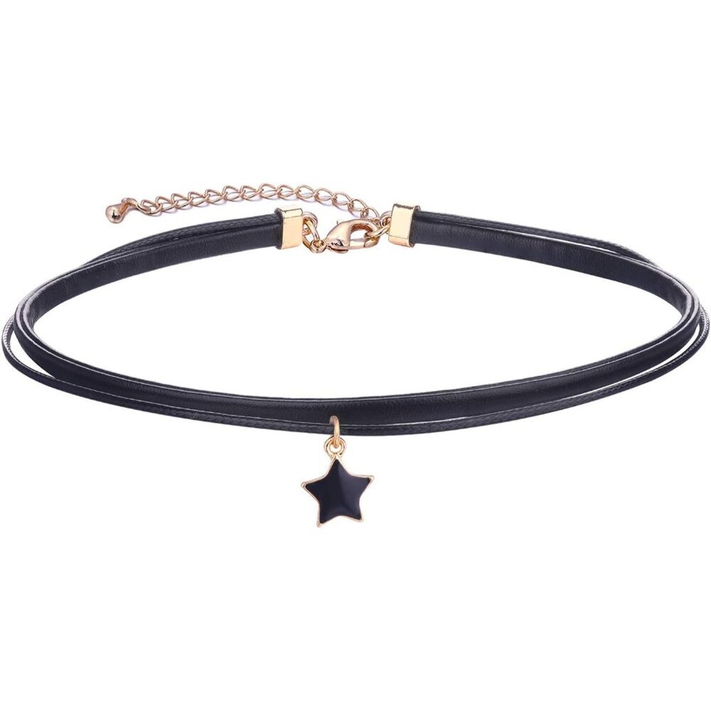 Black Choker Necklace for Women,Gold/Siver Tone Choker Necklace with Elegant Pen